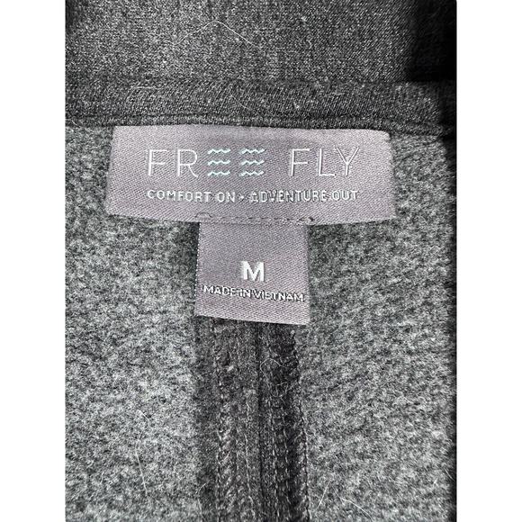 Free Fly Womens Size Medium Dark Grey Thermal Fleece Open Cardigan Pockets - Picture 3 of 6